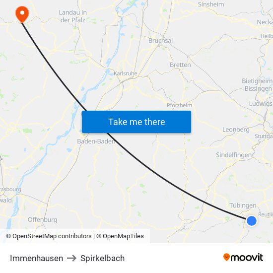 Immenhausen to Spirkelbach map