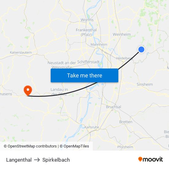 Langenthal to Spirkelbach map