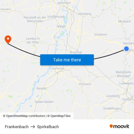 Frankenbach to Spirkelbach map