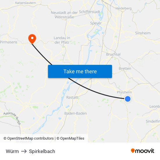 Würm to Spirkelbach map