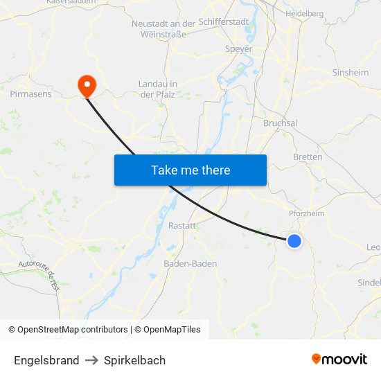 Engelsbrand to Spirkelbach map