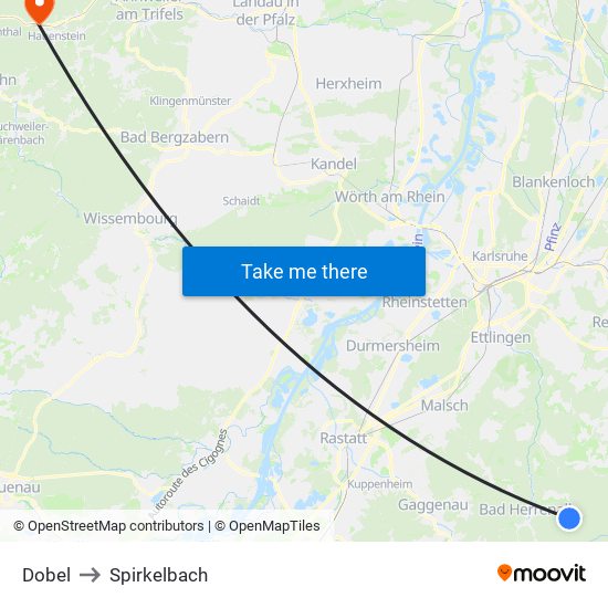 Dobel to Spirkelbach map