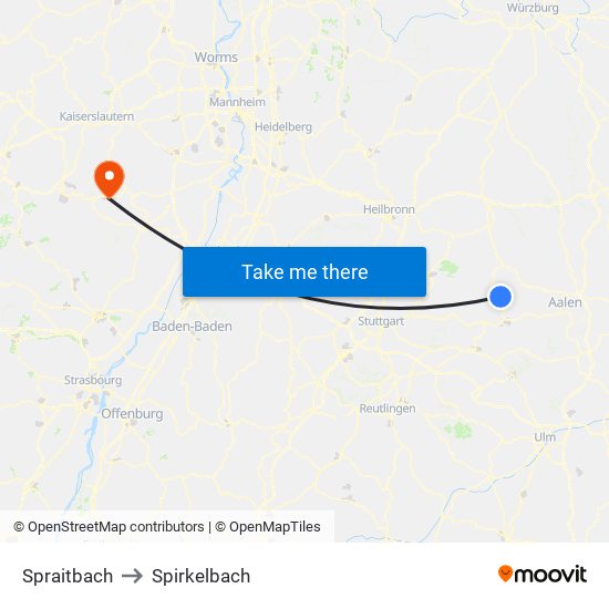 Spraitbach to Spirkelbach map