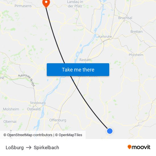 Loßburg to Spirkelbach map