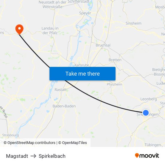 Magstadt to Spirkelbach map