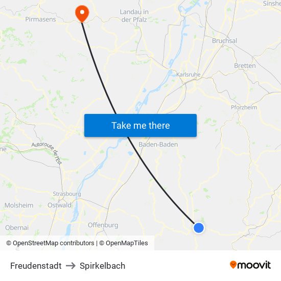 Freudenstadt to Spirkelbach map