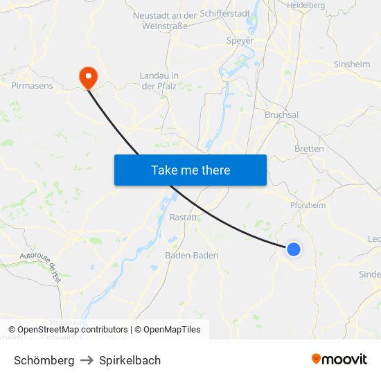 Schömberg to Spirkelbach map