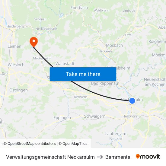 Verwaltungsgemeinschaft Neckarsulm to Bammental map