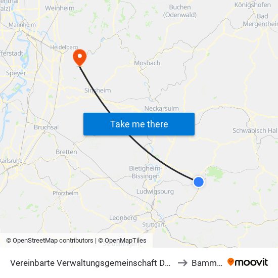 Vereinbarte Verwaltungsgemeinschaft Der Stadt Backnang to Bammental map