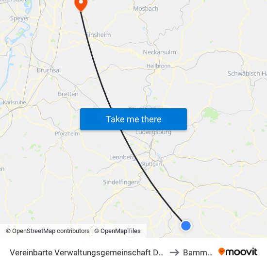 Vereinbarte Verwaltungsgemeinschaft Der Stadt Neuffen to Bammental map