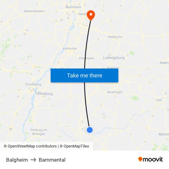 Balgheim to Bammental map