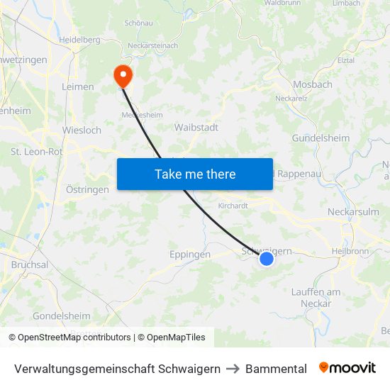 Verwaltungsgemeinschaft Schwaigern to Bammental map