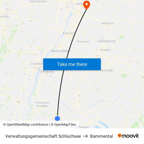 Verwaltungsgemeinschaft Schluchsee to Bammental map