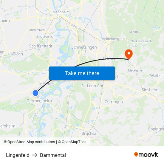 Lingenfeld to Bammental map