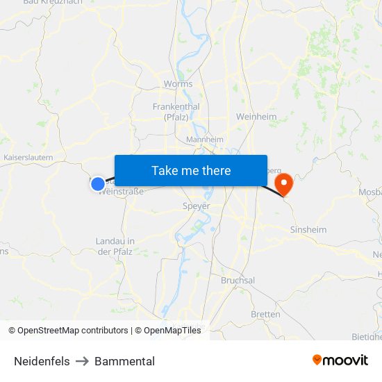 Neidenfels to Bammental map