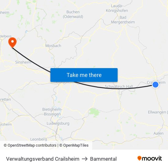 Verwaltungsverband Crailsheim to Bammental map