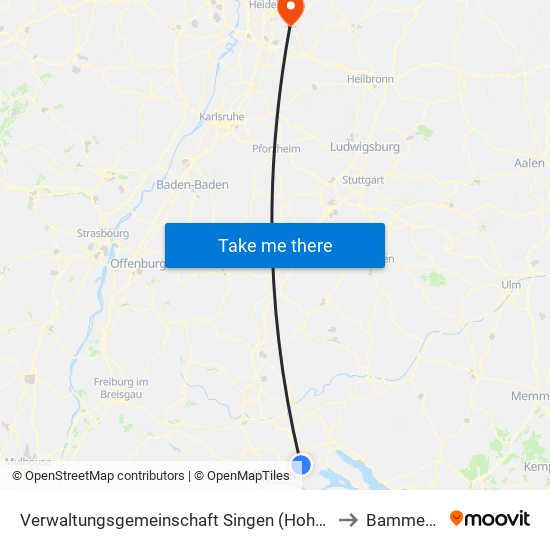 Verwaltungsgemeinschaft Singen (Hohentwiel) to Bammental map