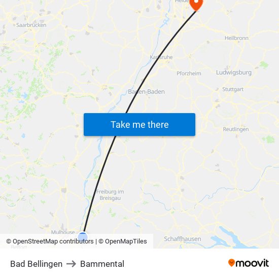 Bad Bellingen to Bammental map