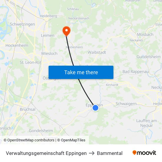 Verwaltungsgemeinschaft Eppingen to Bammental map