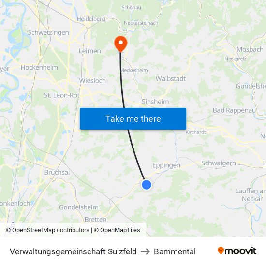 Verwaltungsgemeinschaft Sulzfeld to Bammental map