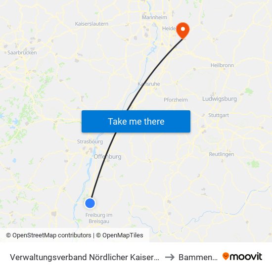 Verwaltungsverband Nördlicher Kaiserstuhl to Bammental map
