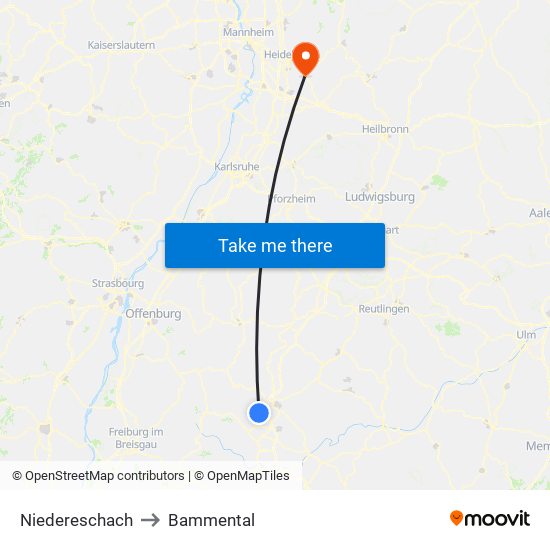 Niedereschach to Bammental map