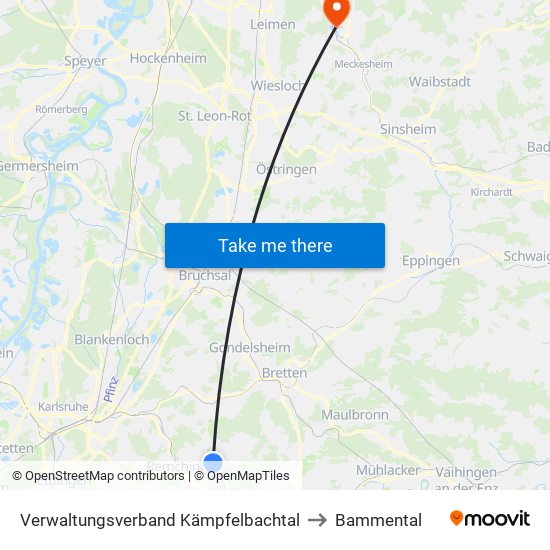 Verwaltungsverband Kämpfelbachtal to Bammental map