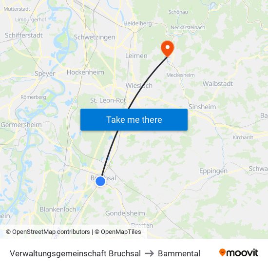 Verwaltungsgemeinschaft Bruchsal to Bammental map