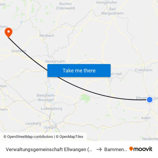 Verwaltungsgemeinschaft Ellwangen (Jagst) to Bammental map