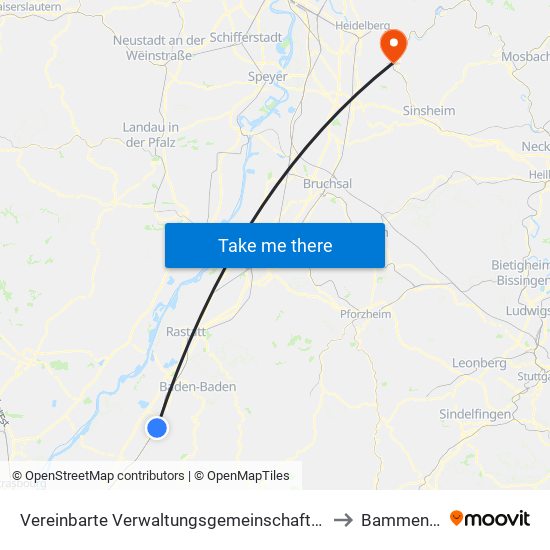 Vereinbarte Verwaltungsgemeinschaft Bühl to Bammental map