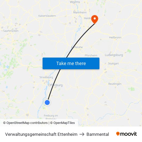 Verwaltungsgemeinschaft Ettenheim to Bammental map