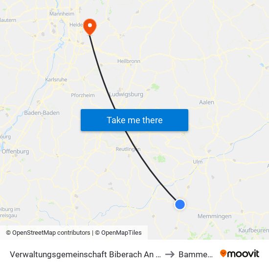 Verwaltungsgemeinschaft Biberach An Der Riß to Bammental map