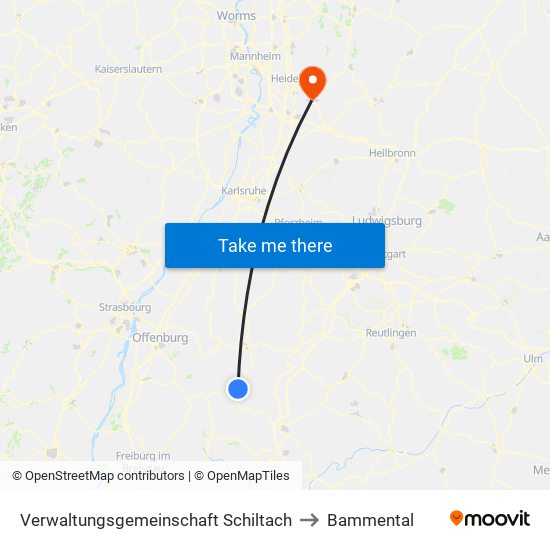 Verwaltungsgemeinschaft Schiltach to Bammental map