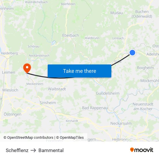 Schefflenz to Bammental map