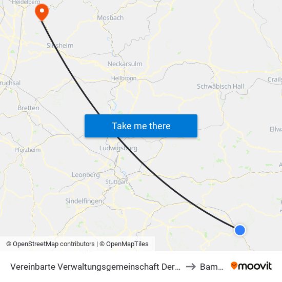 Vereinbarte Verwaltungsgemeinschaft Der Stadt Geislingen An Der Steige to Bammental map