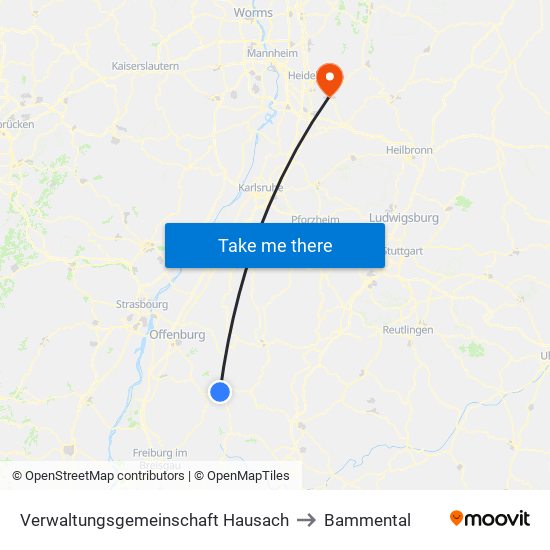 Verwaltungsgemeinschaft Hausach to Bammental map