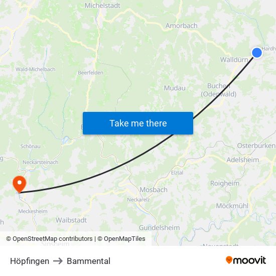 Höpfingen to Bammental map
