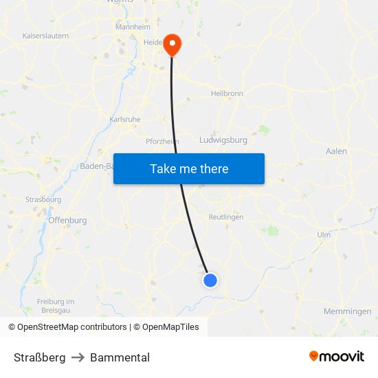 Straßberg to Bammental map