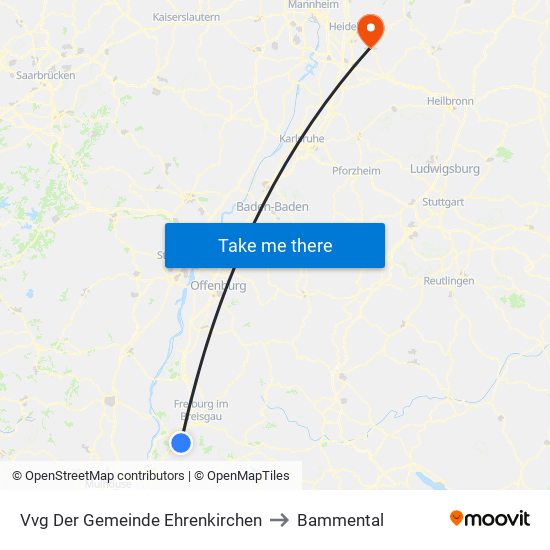 Vvg Der Gemeinde Ehrenkirchen to Bammental map