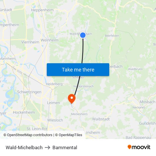 Wald-Michelbach to Bammental map