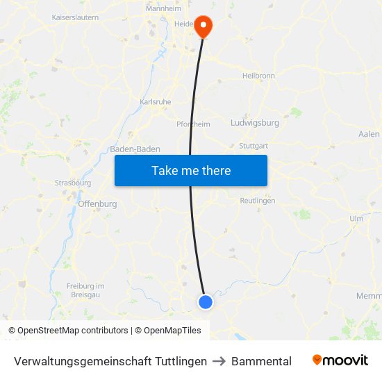 Verwaltungsgemeinschaft Tuttlingen to Bammental map