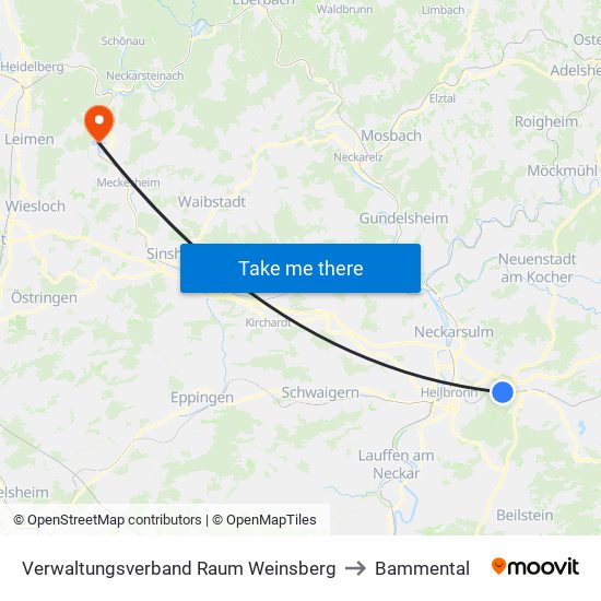 Verwaltungsverband Raum Weinsberg to Bammental map
