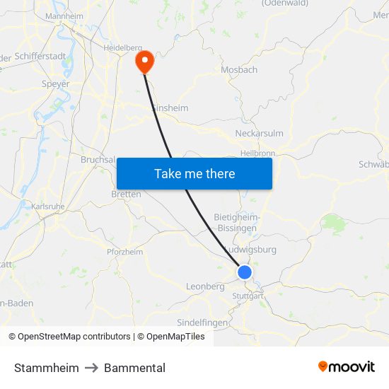 Stammheim to Bammental map