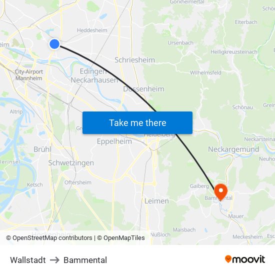 Wallstadt to Bammental map