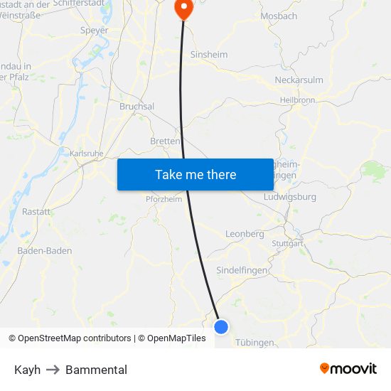 Kayh to Bammental map