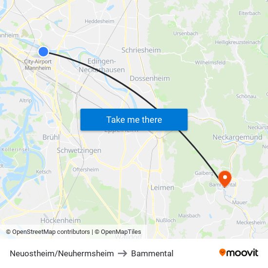 Neuostheim/Neuhermsheim to Bammental map