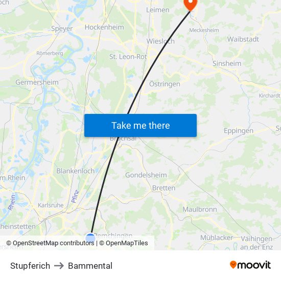 Stupferich to Bammental map