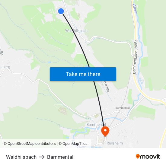 Waldhilsbach to Bammental map