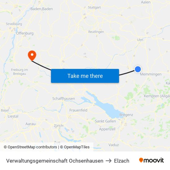 Verwaltungsgemeinschaft Ochsenhausen to Elzach map