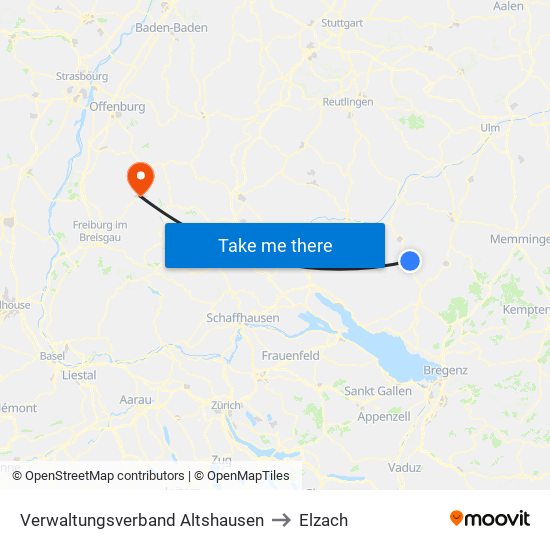 Verwaltungsverband Altshausen to Elzach map